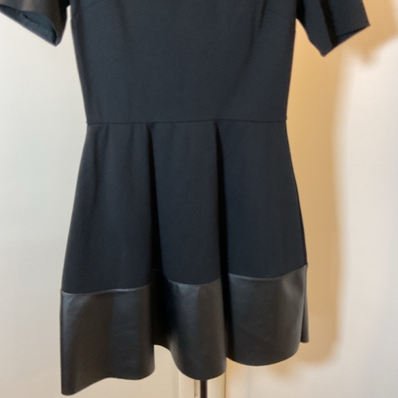NWT Aqua Black Dress Faux Leather Skirt Short Sleeve Chic Size Large - Picture 4 of 7